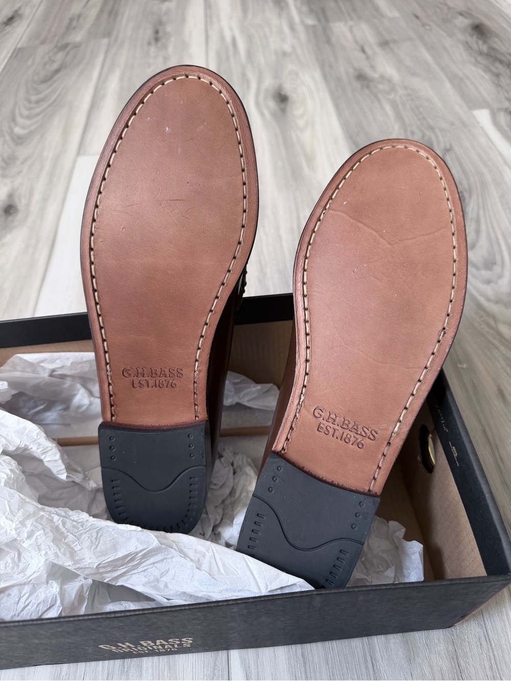 G.H. Bass Whitney Weejuns Brown White Leather Penny Loafers Women’s 7.5 - Picture 12 of 14